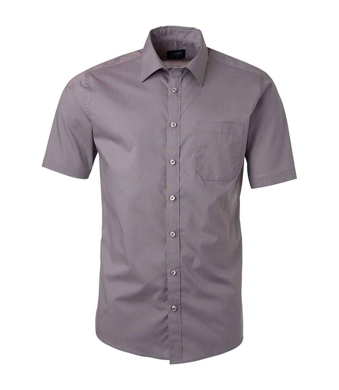 chemise popeline manches courtes - JN680 - homme - gris acier-1