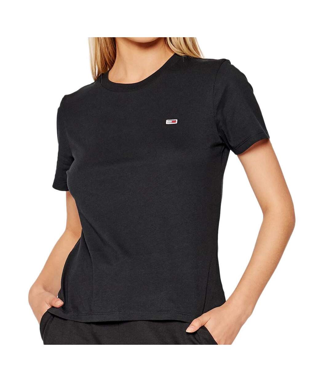 T-shirt Noir Femme Tommy Hilfiger Regular - M-1