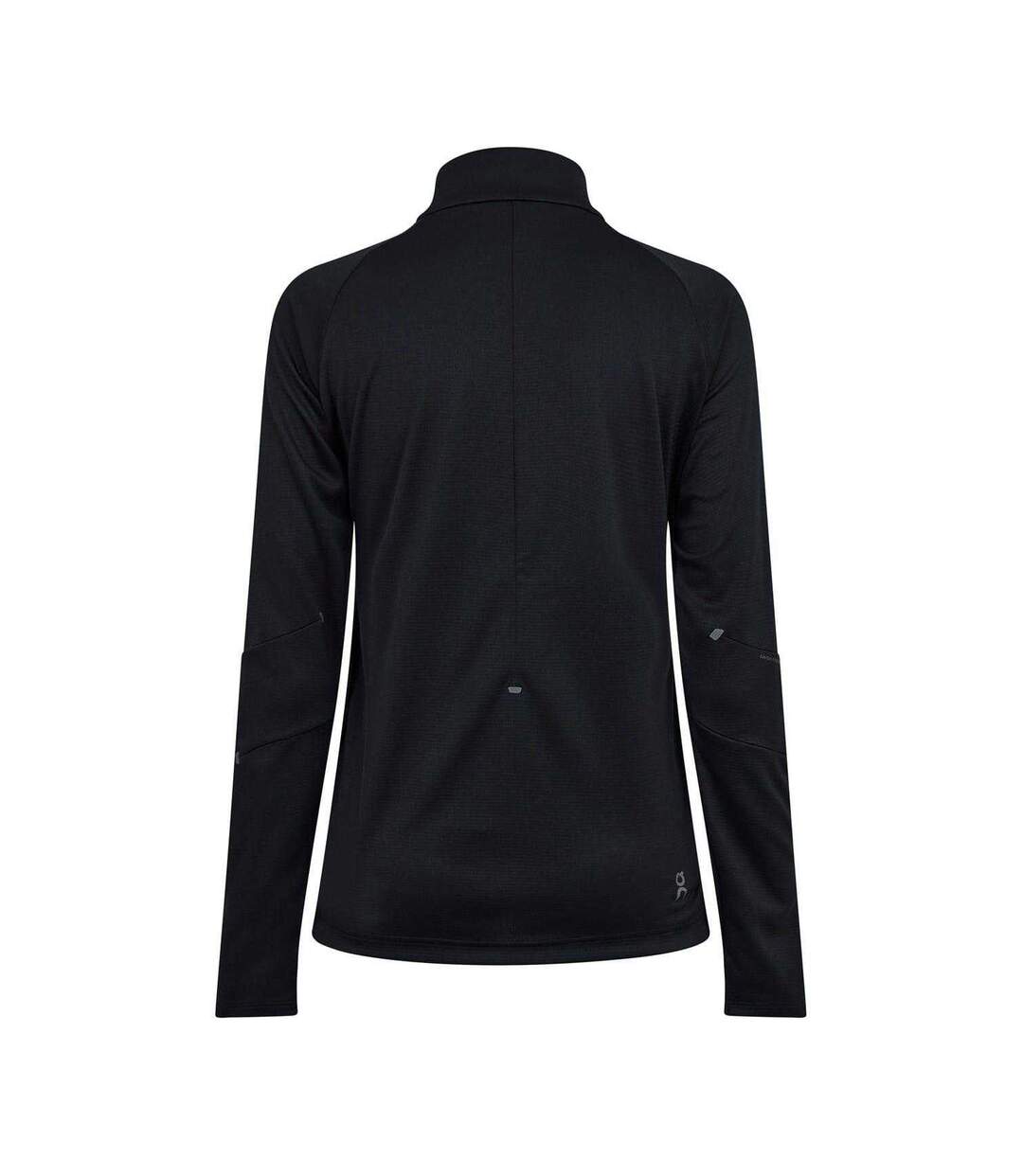 Womens/ladies Climate Half Zip Long-sleeved Top Black On Running-2
