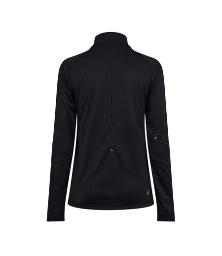 Womens/ladies Climate Half Zip Long-sleeved Top Black On Running