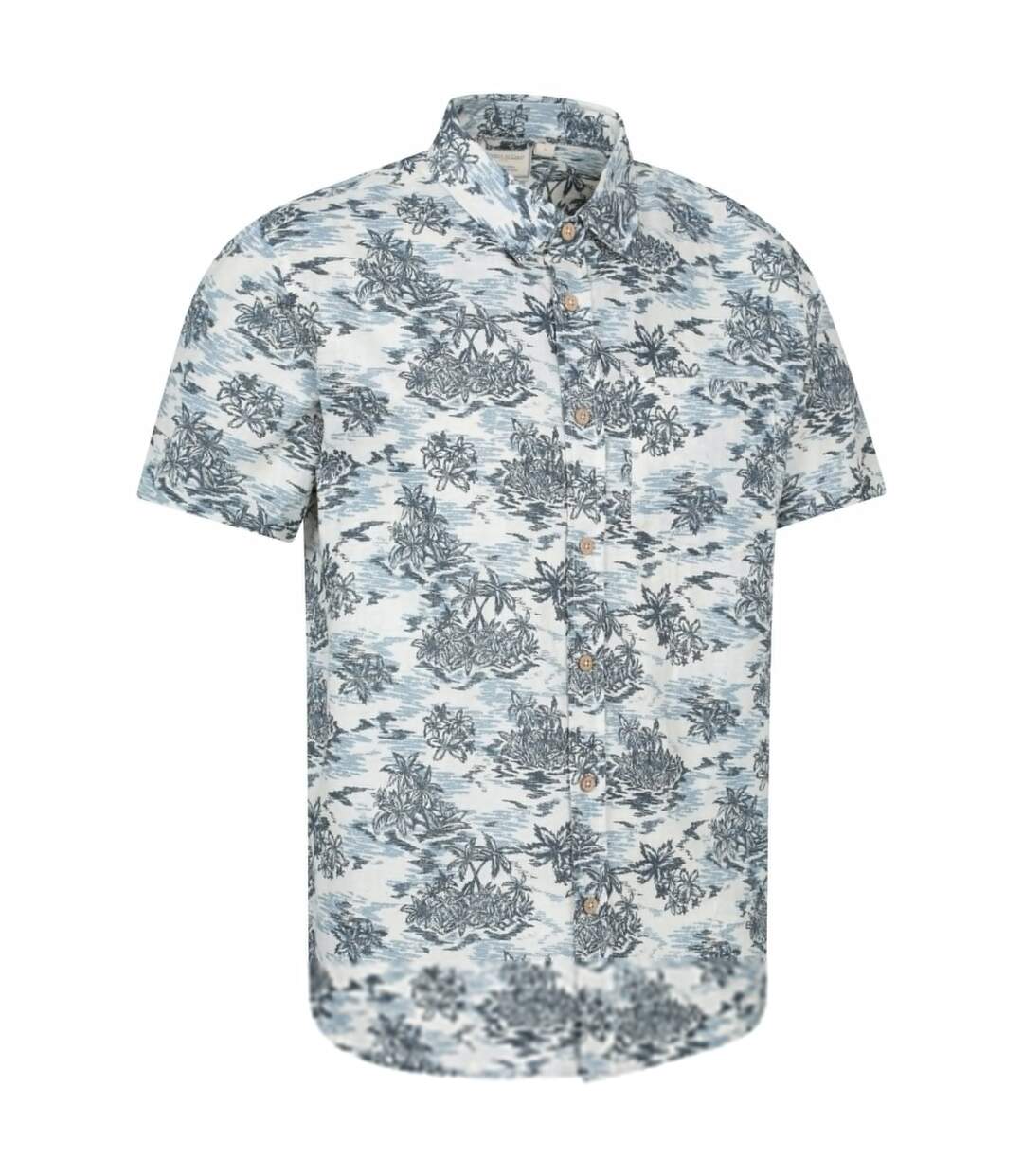 Mens tropical printed short-sleeved shirt off white Mountain Warehouse-3