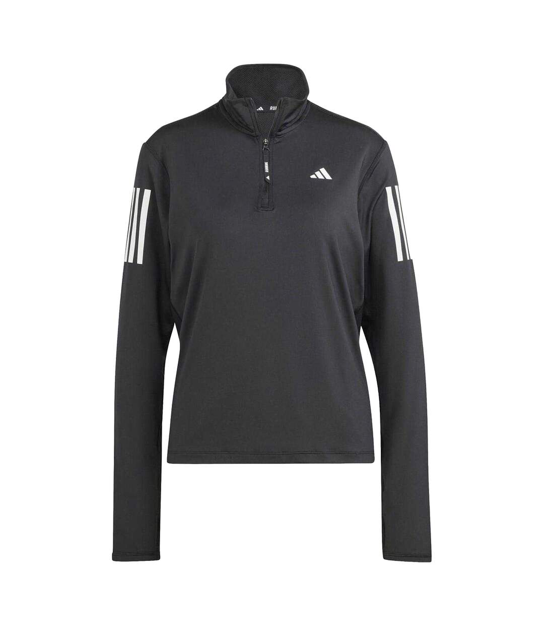 Womens/ladies Own The Run Half Zip Top Black Adidas-2