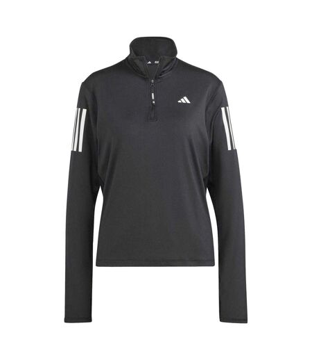 Womens/ladies Own The Run Half Zip Top Black Adidas