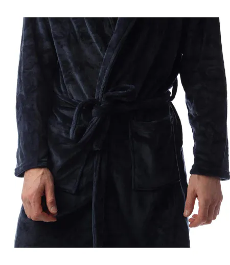 Mens Enstrada Fleece Dressing Gown Navy Bench