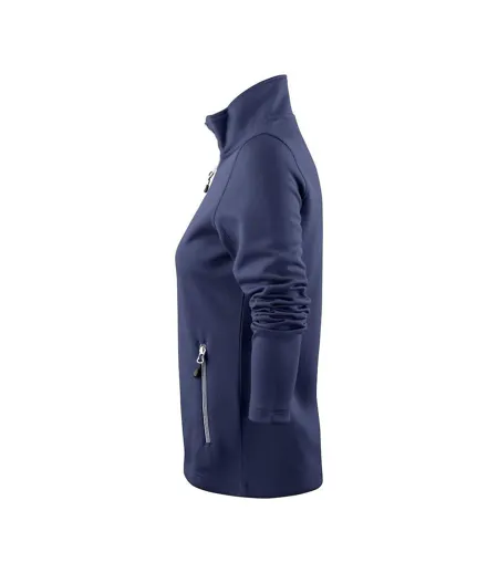 Womens/ladies Powerslide Zipped Sweat Jacket Navy Printer RED