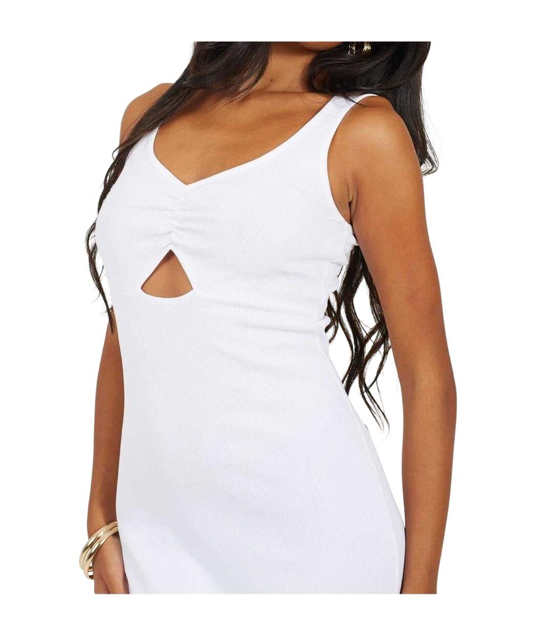 Womens/ladies Bodycon Midi Dress White Brave Soul-4