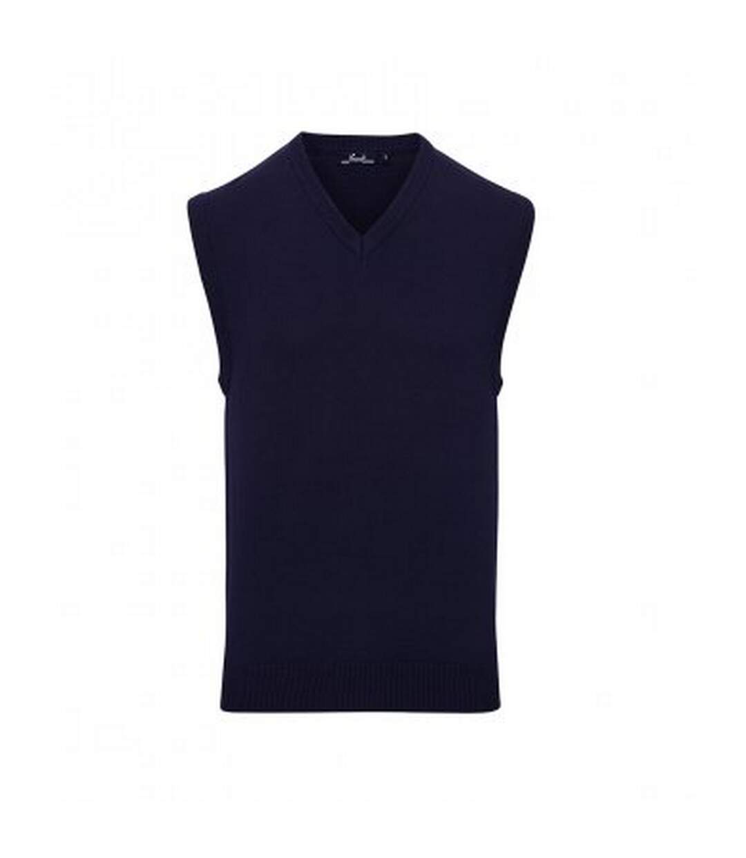 Premier Mens Sleeveless Cotton Acrylic V Neck Sweater (Navy)