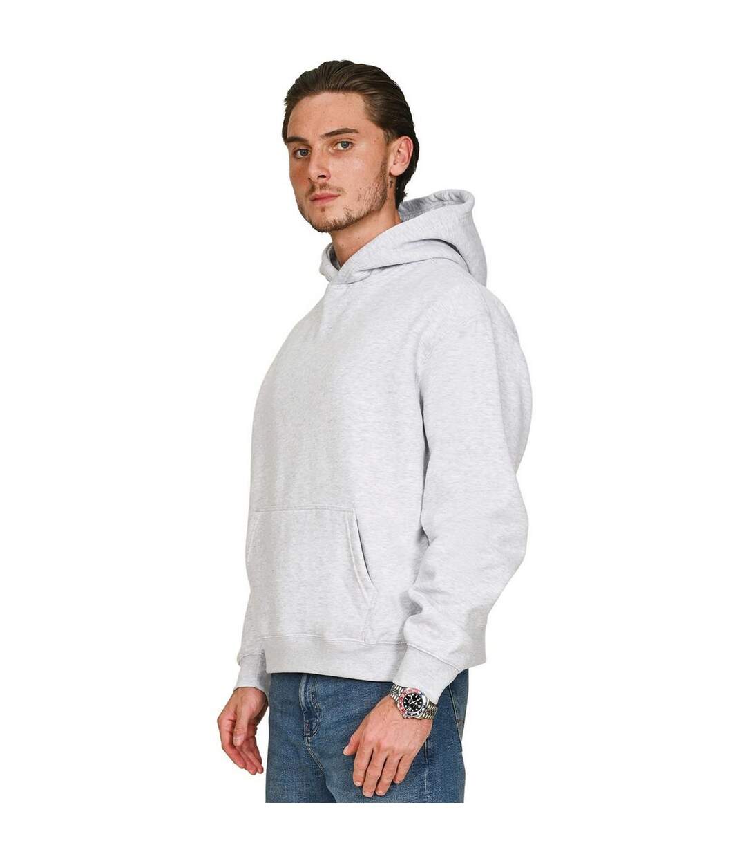 Sweat À Capuche Homme Gris Pâle Casual Classics-3