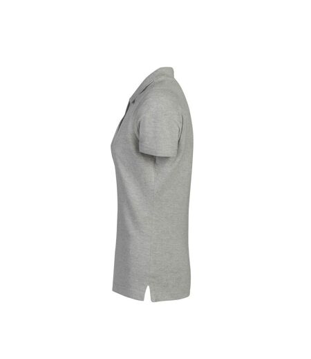 Womens/ladies Surf Polo Shirt Grey Melange Printer