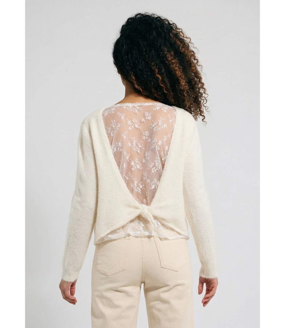 Pull avec laine et détail dentelle dos-2