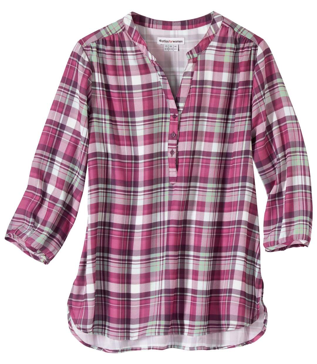 Women's Pink Checked Crepe Blouse-3