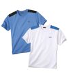 Pack of 2 Men's Sporty T-Shirts - White Blue Atlas For Men