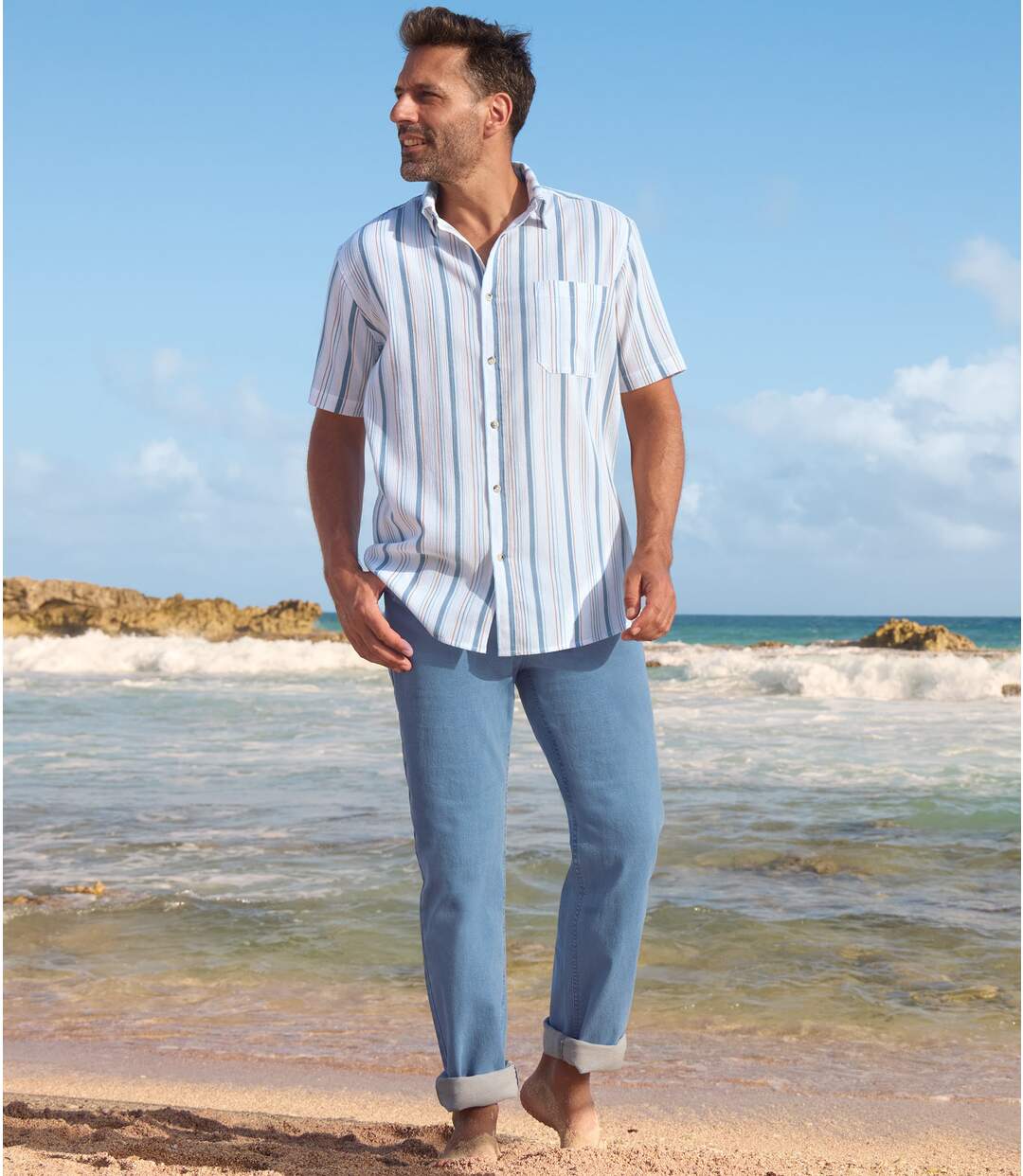 Jean Regular Stretch Bleu Clair-4
