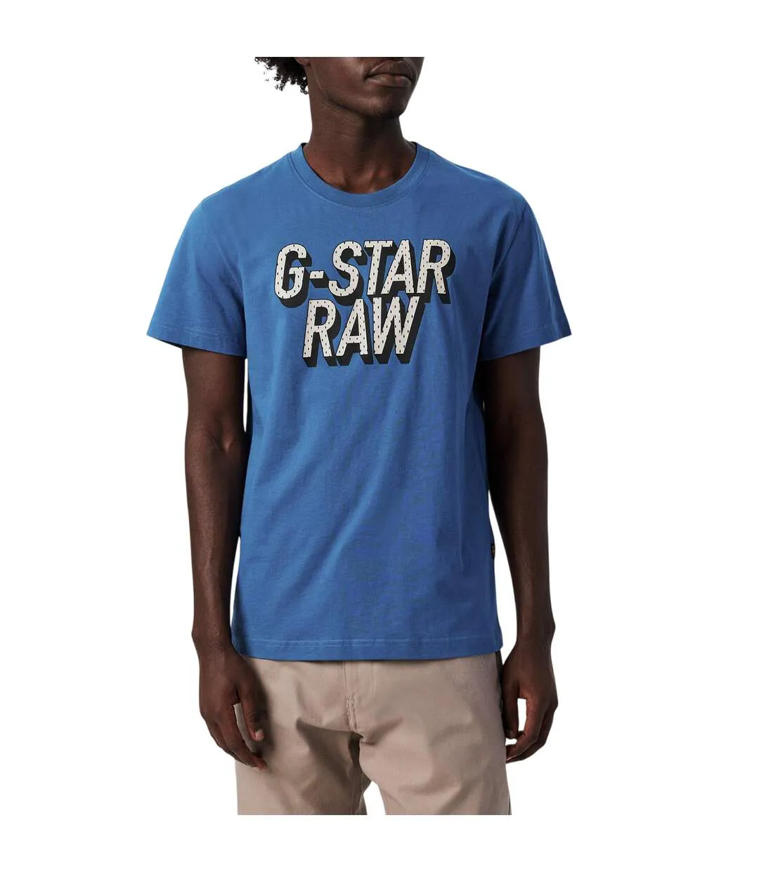 Mens Lettering Organic Cotton Regular T-shirt Retro Blue G-Star-3