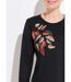 T-shirt col rond uni brodé manches longues-4