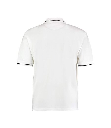 Mens st mellion classic polo shirt white/navy Kustom Kit