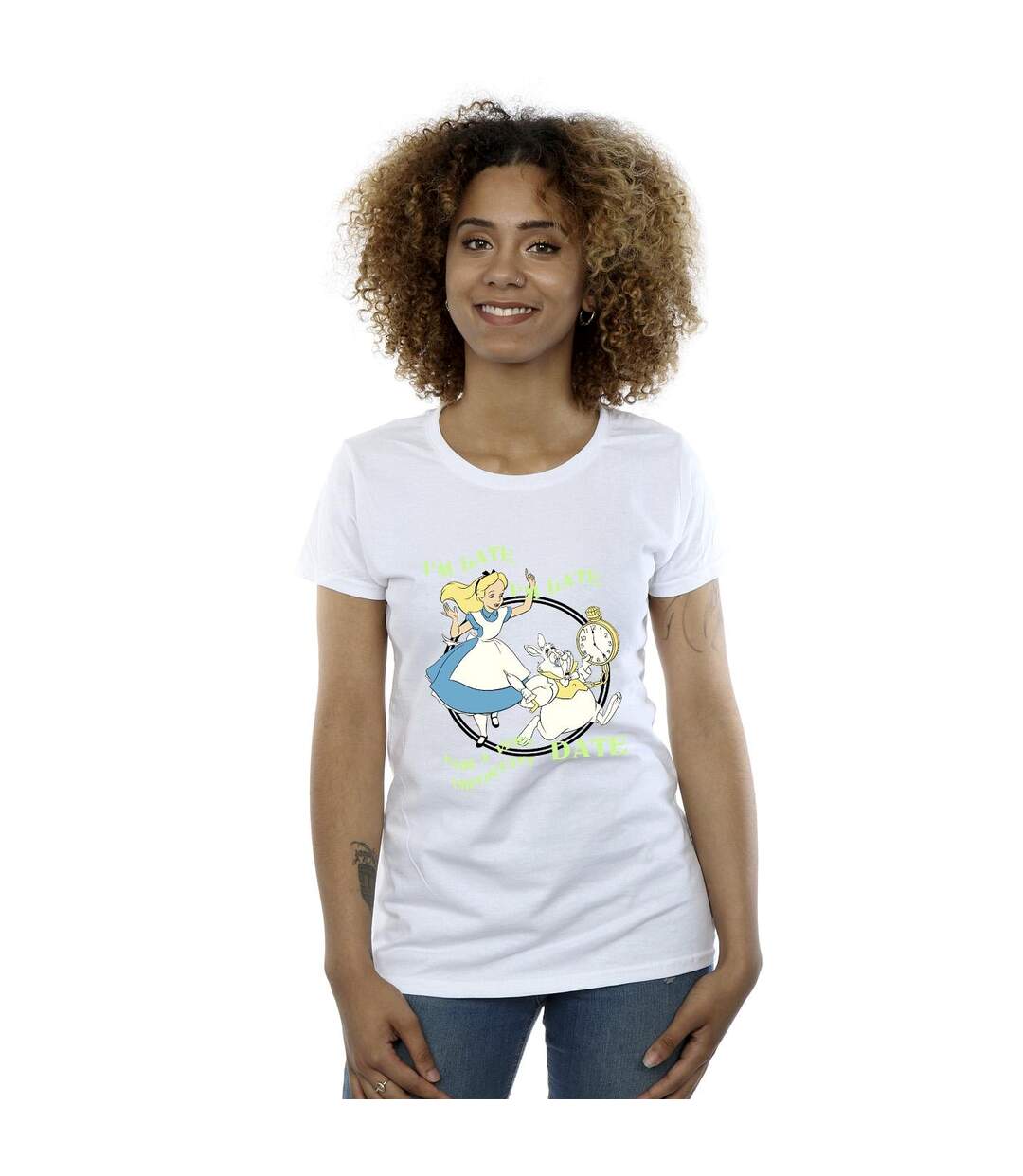 Disney T-shirt en coton Femme/Ladies Alice In Wonderland I'm Late (Blanc) - UTBI6968-2