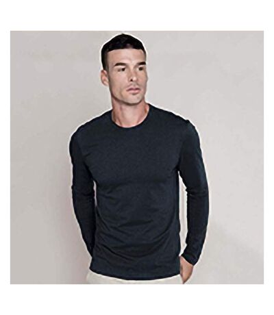 Kariban Mens Slim Fit Long Sleeve Crew Neck T-Shirt (Black) - UTRW709