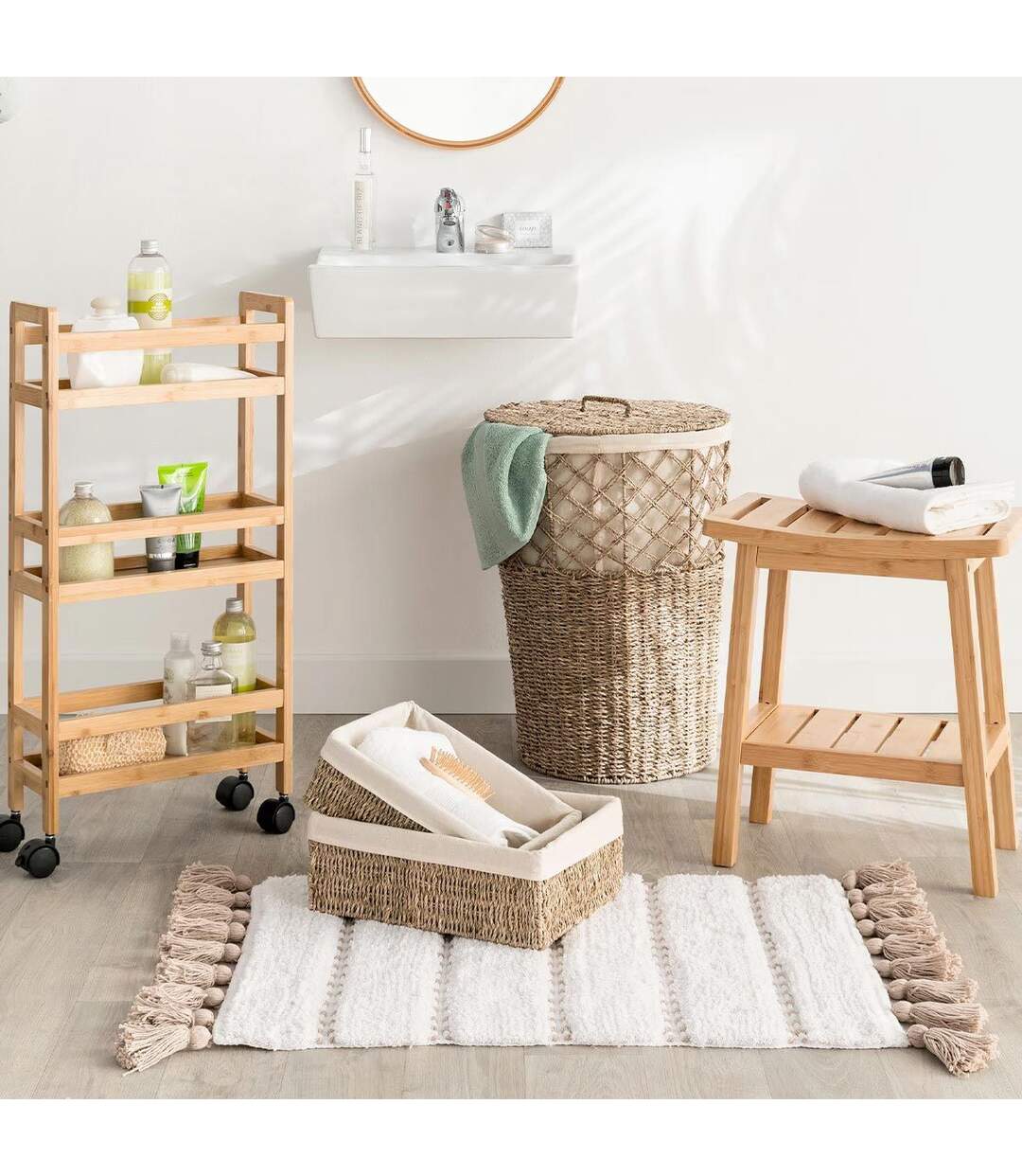 Tapis Salle de Bain Pompons 50x75cm Taupe-5
