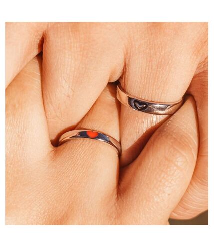 Adjustable Two Matching Heart Couple Promise Ring