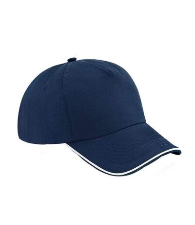 Beechfield Adults Unisex Authentic 5 Panel Piped Peak Cap (French Navy/White) - UTBC4640