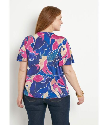 T-shirt cache-coeur long blousant motif floral