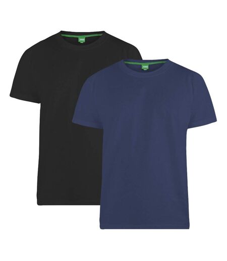 D555 Mens Fenton Round Neck T-shirts (Pack Of 2) (Black/Navy)