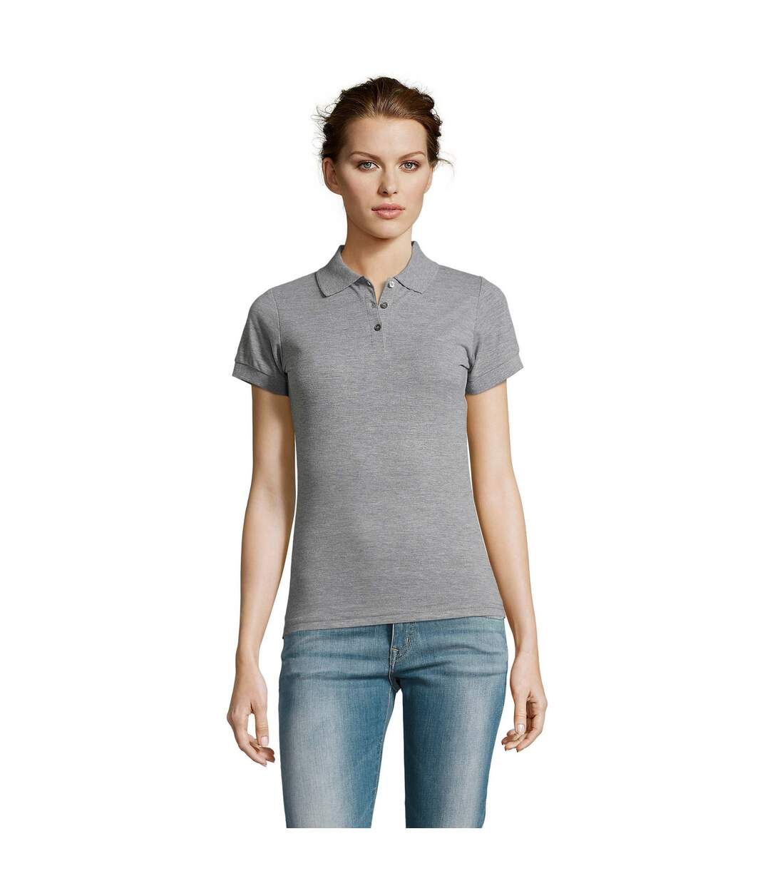 Polo manches courtes prime femme gris chiné SOLS