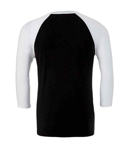 Unisex adult 3/4 sleeve baseball t-shirt black/white Canvas