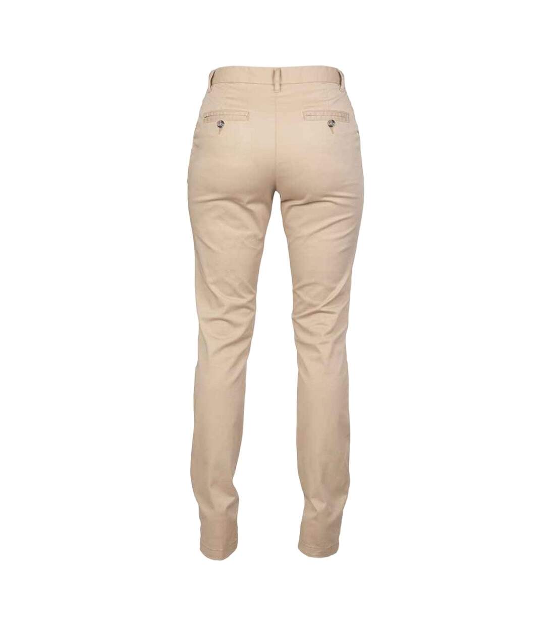 Womens/ladies Stretch Chinos Stone Front Row-2