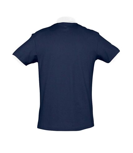 SOLS Prince Unisex Contrast Pique Short Sleeve Cotton Polo Shirt (French Navy/White) - UTPC323