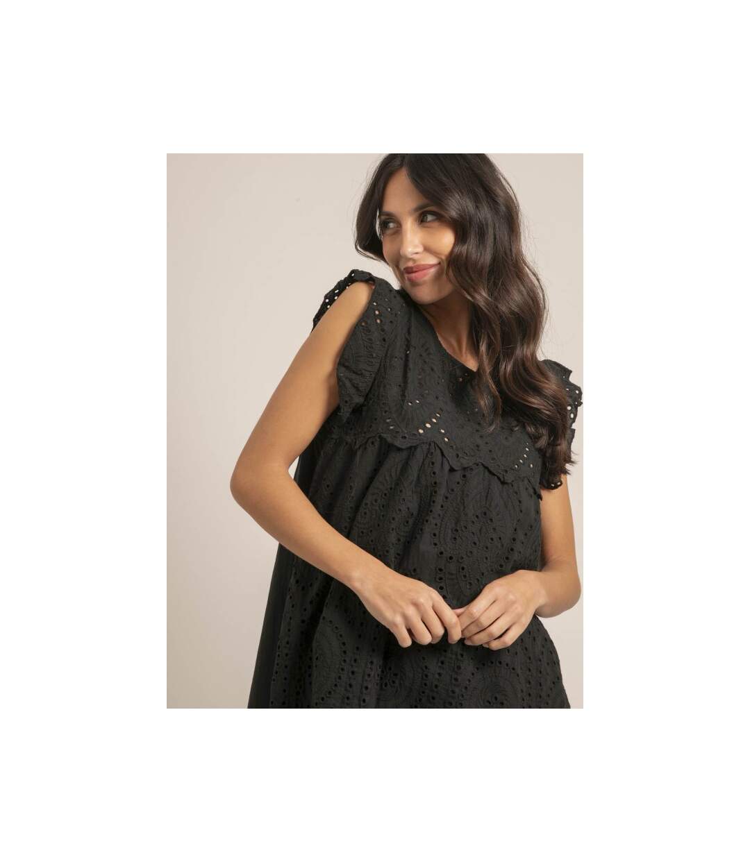 Robe courte broderies anglaises INGLES - Dona X Lisa-3