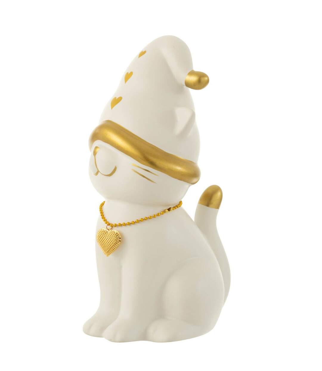 Statuette Déco Chat Cœur 29cm Blanc-2
