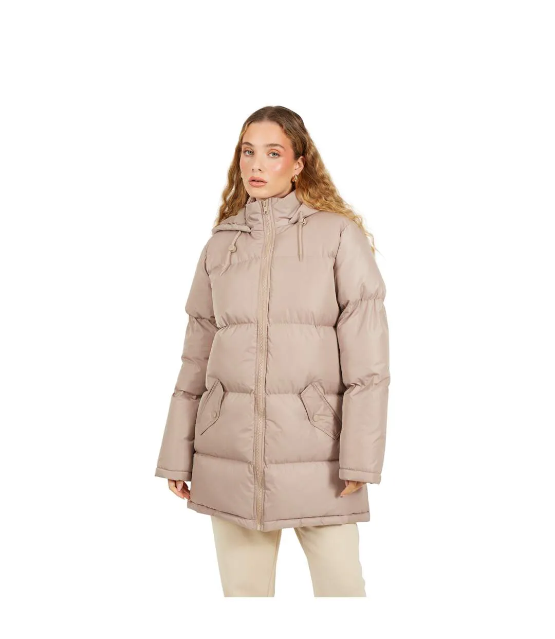 Doudoune À Capuche Motif/style Rembourré Femme Beige Gris Brave Soul-1