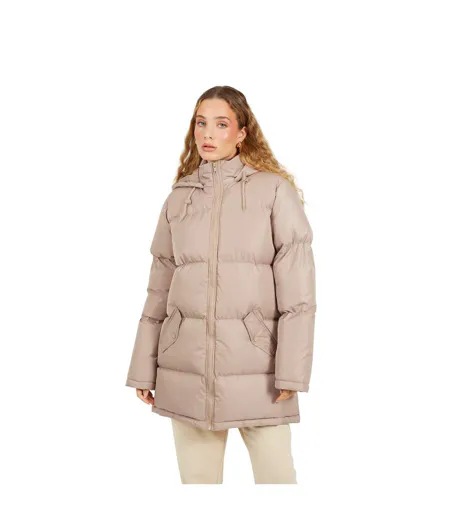 Doudoune À Capuche Motif/style Rembourré Femme Beige Gris Brave Soul