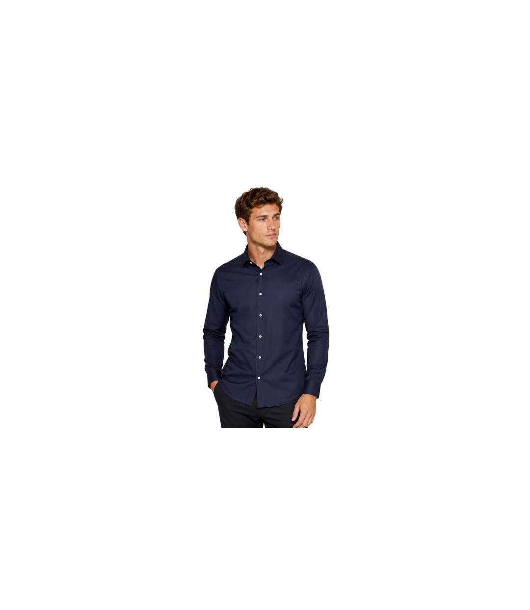 Chemise Habillée Manches Longues Homme Bleu Foncé Boss-1