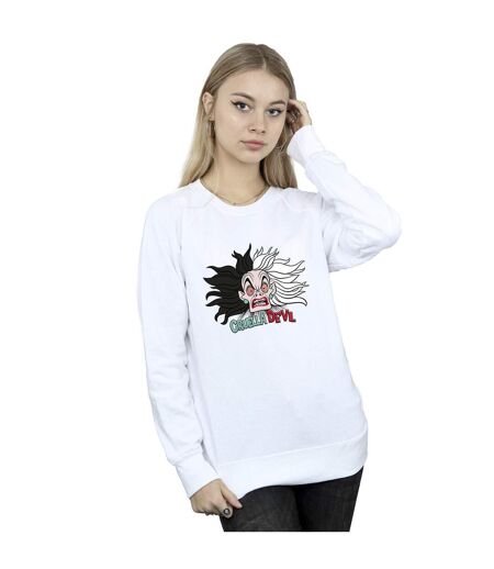 Disney Sweatshirt Womens/Ladies Villains Crazy Cruella De Vil (Blanc) - UTBI42338