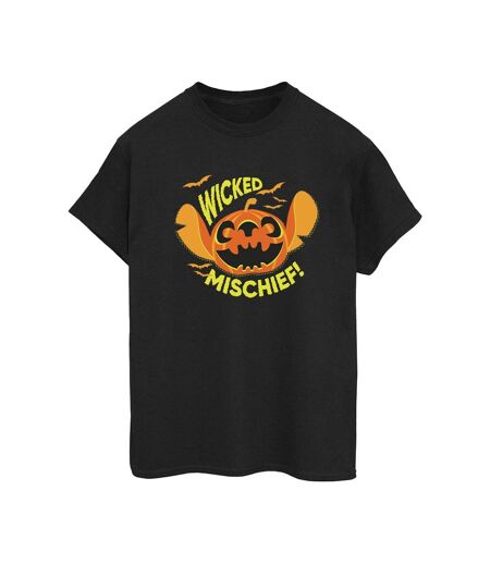 Disney Womens/Ladies Lilo And Stitch Wicked Mischief Cotton Boyfriend T-Shirt (Noir) - UTBI30010