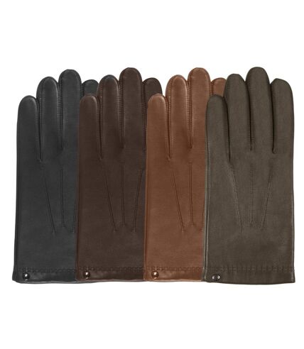 Isotoner Gants homme en cuir d'agneau pleine fleur, doublés cachemire et soie