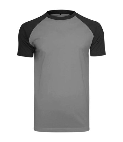 Build Your Brand Mens Raglan Contrast Short Sleeve T-Shirt (Charcoal/Black)