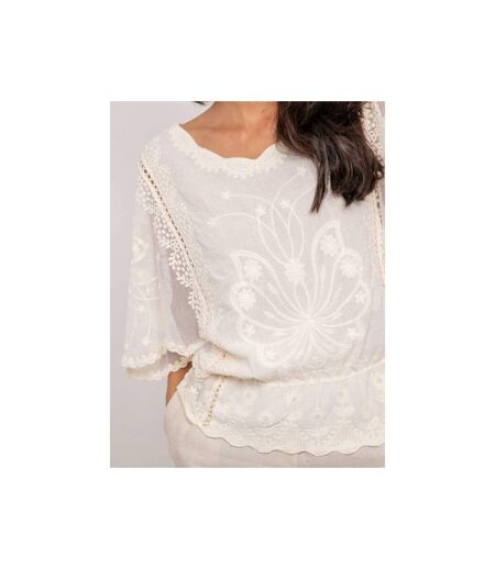 Top manches papillons broderie FLEURETTE - Dona X Lisa