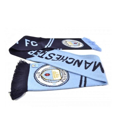 Manchester City FC Official Soccer Jacquard Scarf (Light Blue/Navy/Gold) (One Size)