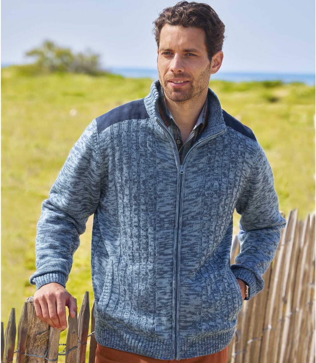 Pletený sveter s flísovou podšívkou Atlas For Men