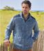 Men's Blue Fleece-Lined Knitted Jacket 