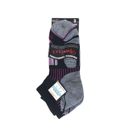 3 Pack Ladies Anti Sweat Ankle Sports Socks with Heel Padding
