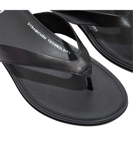 Womens/ladies Gracie Leather Flat Flip Flops All Black FitFlop