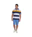 Mens Stripe Jersey Polo Shirt Navy White Yellow Raging Bull-1