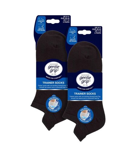 6 Pair Mens Trainer Socks With Lip Cotton Rich Black White
