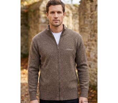 Cardigan Full Zip Homme Ledertys Marron en Laine LY0717