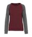 Sweat shirt coton bio - Femme - K492 - rouge vin et gris